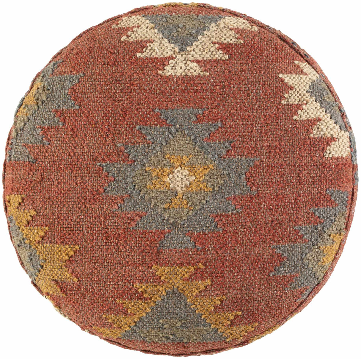 Brick Red Wood Frame Ottoman Stool-Poufs-Parc Decor