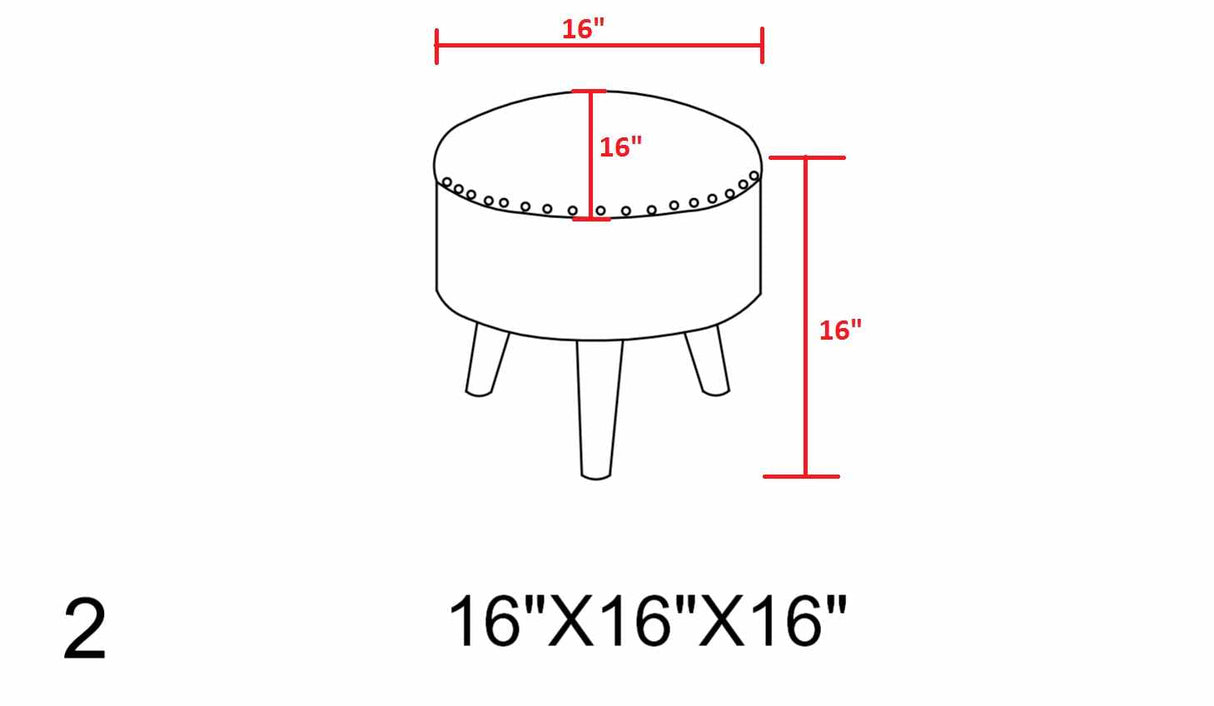 Brick Red Wood Frame Ottoman Stool-Poufs-Parc Decor