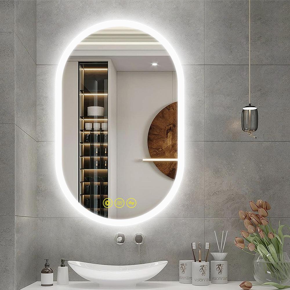BrightView Oval Frameless LED Anti-Fog Dimmable Bathroom Vanity Mirror-镜子-Parc Decor