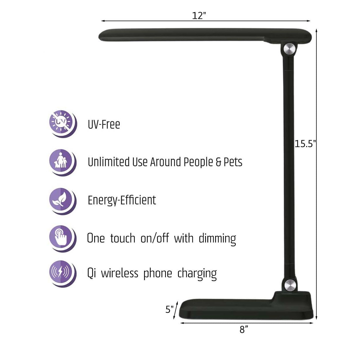 Brilli 15"H LED Desk Lamp (Set of 2) Matte Black Finish with Wireless Charging