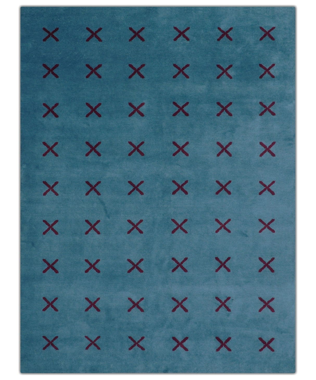 Brisk Custom Made Contemporary Design Blue Hand Knotted Wool Rug