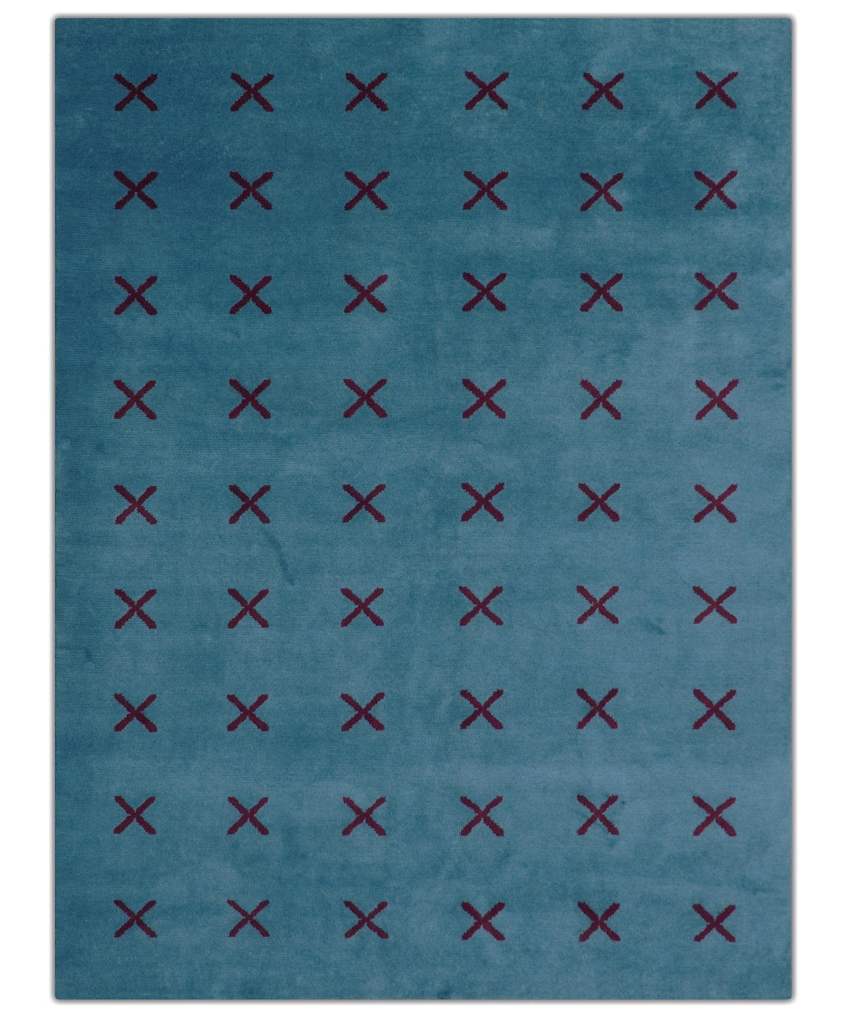 Brisk Custom Made Contemporary Design Blue Hand Knotted Wool Rug