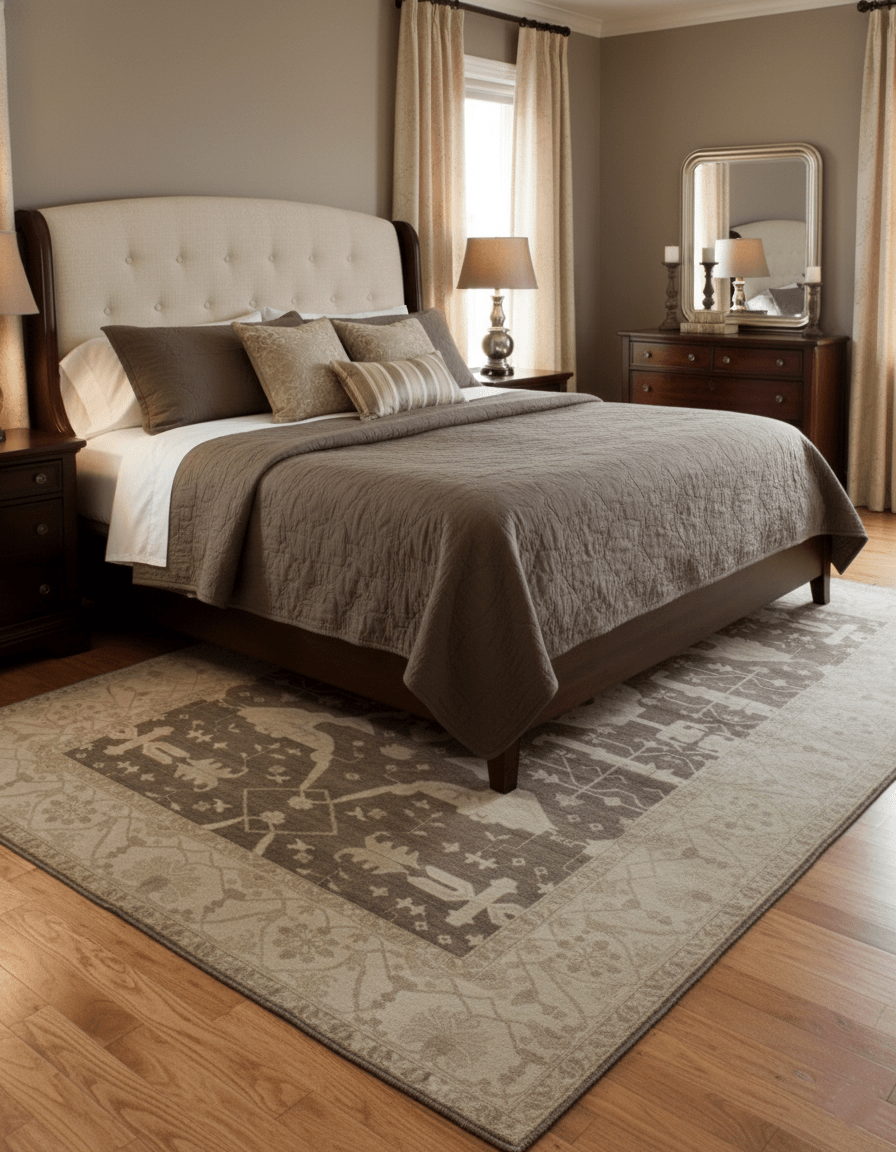 Brown And Beige Traditional Oushak Hand knotted Wool Area Rug