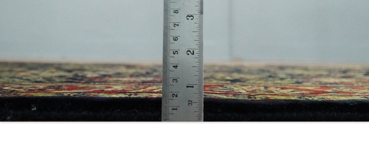 Brown and Black Traditional Style Hand Knotted Wool Area Rug