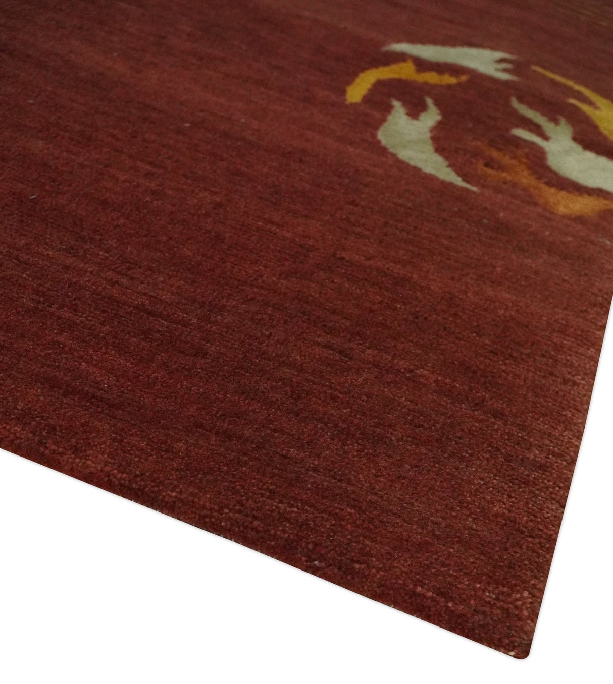 Brown and Gold Modern Art Hand knotted 6x8 Wool and Art Silk Area Rug-Area Rug-Parc Decor