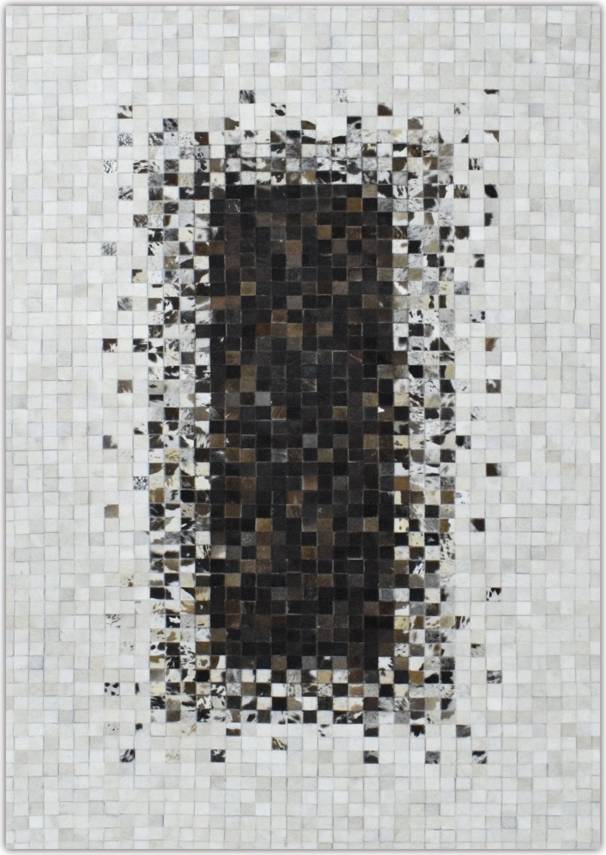 Brown and Ivory Modern Style Hand Made Leather Rug