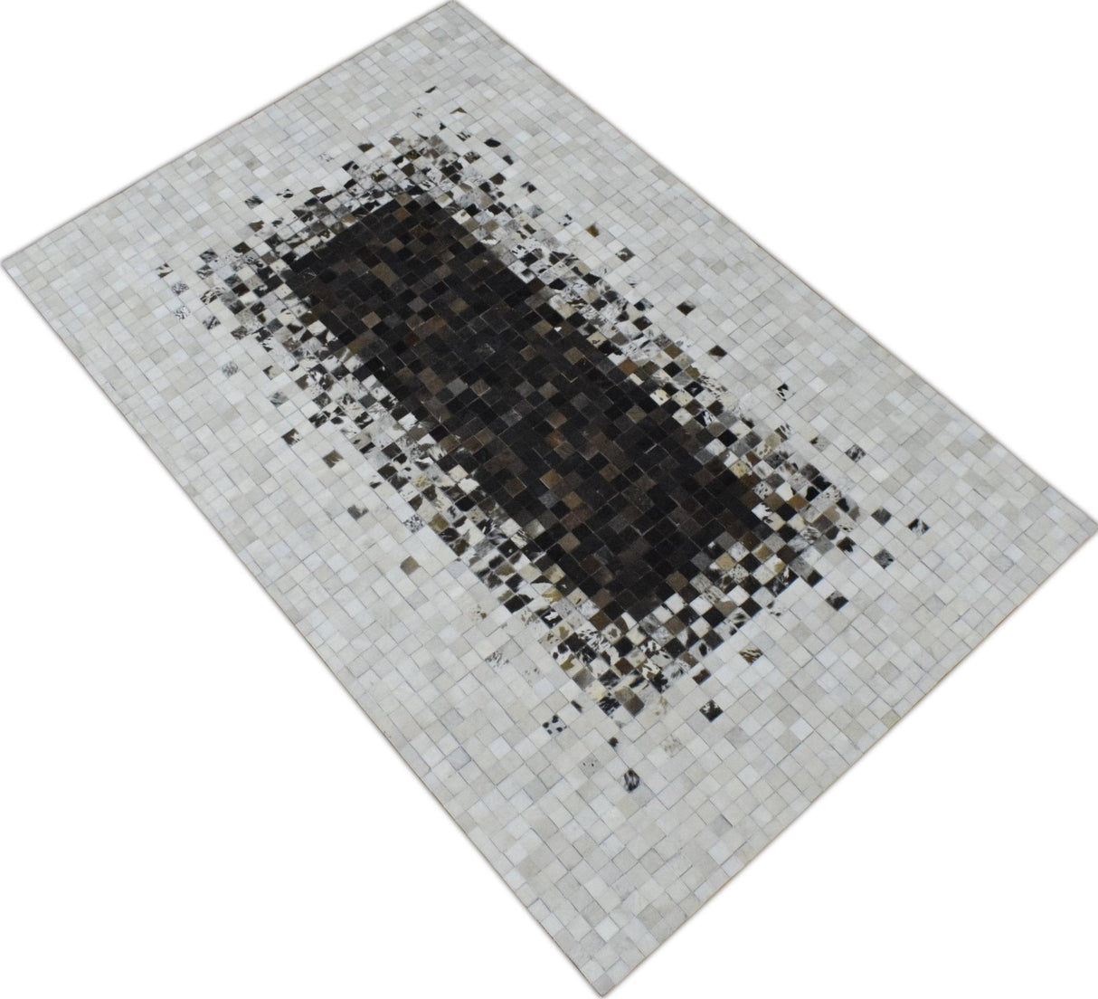 Brown and Ivory Modern Style Hand Made Leather Rug