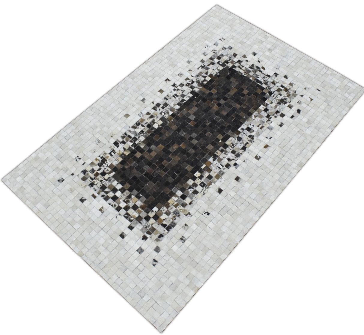 Brown and Ivory Modern Style Hand Made Leather Rug