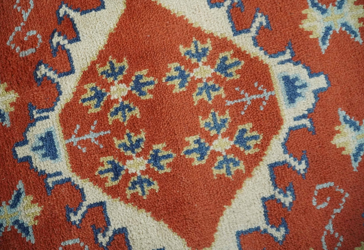 Brown, Blue and Beige Traditional Oriental Hand Knotted Multi Size Wool Area Rug