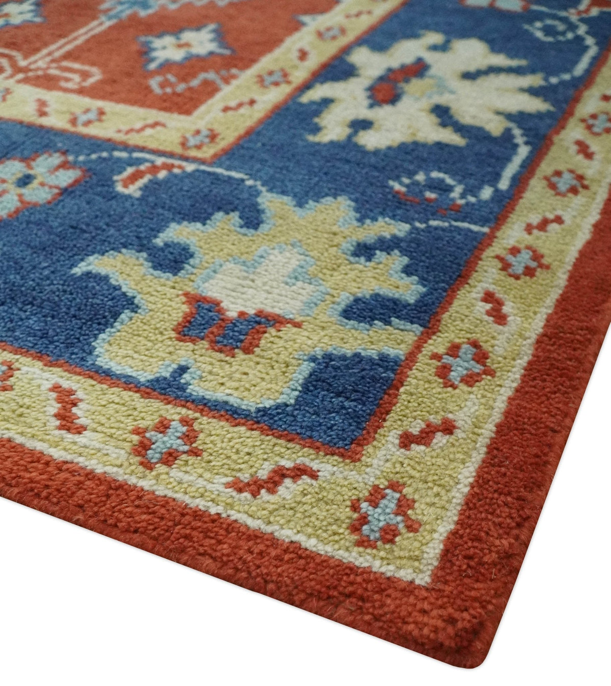 Brown, Blue and Beige Traditional Oriental Hand Knotted Multi Size Wool Area Rug