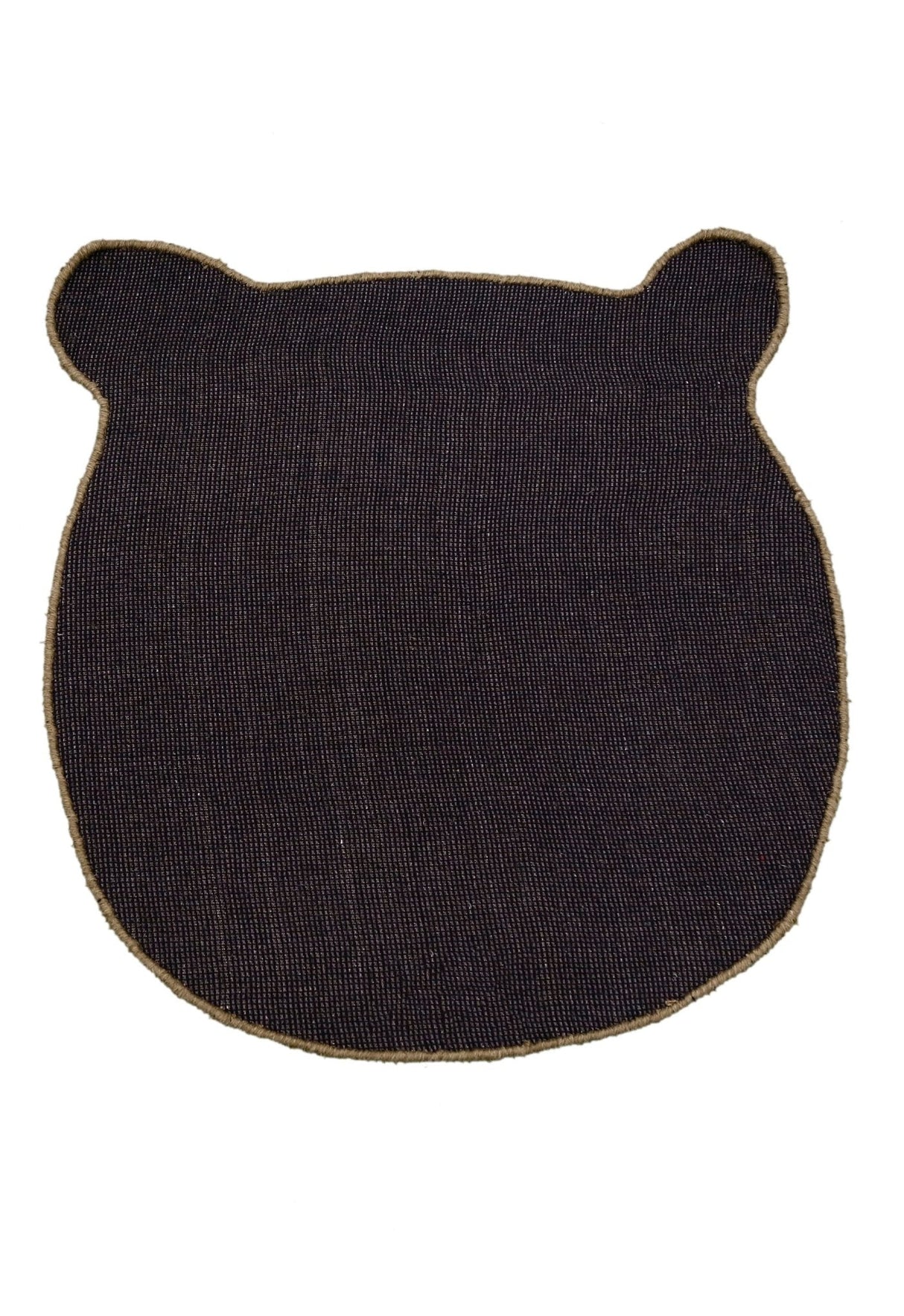 Brown Bubble Bear Face Pattern Hand Tufted 3x3 Wool Rug