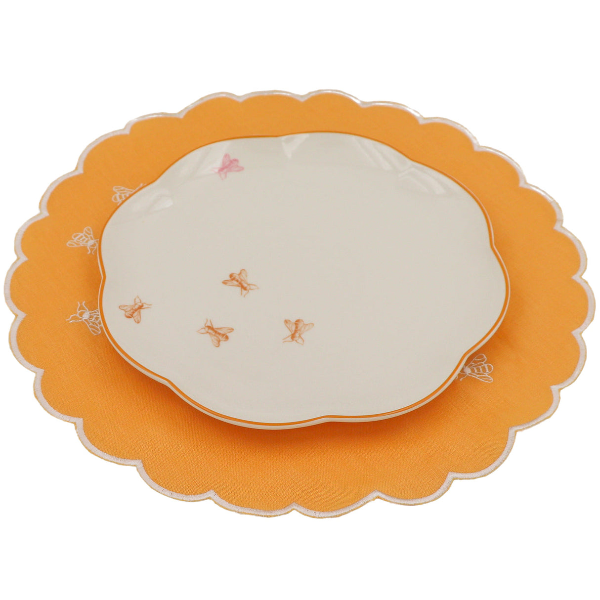 Bumble Voyage Scalloped Dinner Plate - Case of 12 Plates (+3 Bonus Plates)-Dinner Plate-Parc Decor