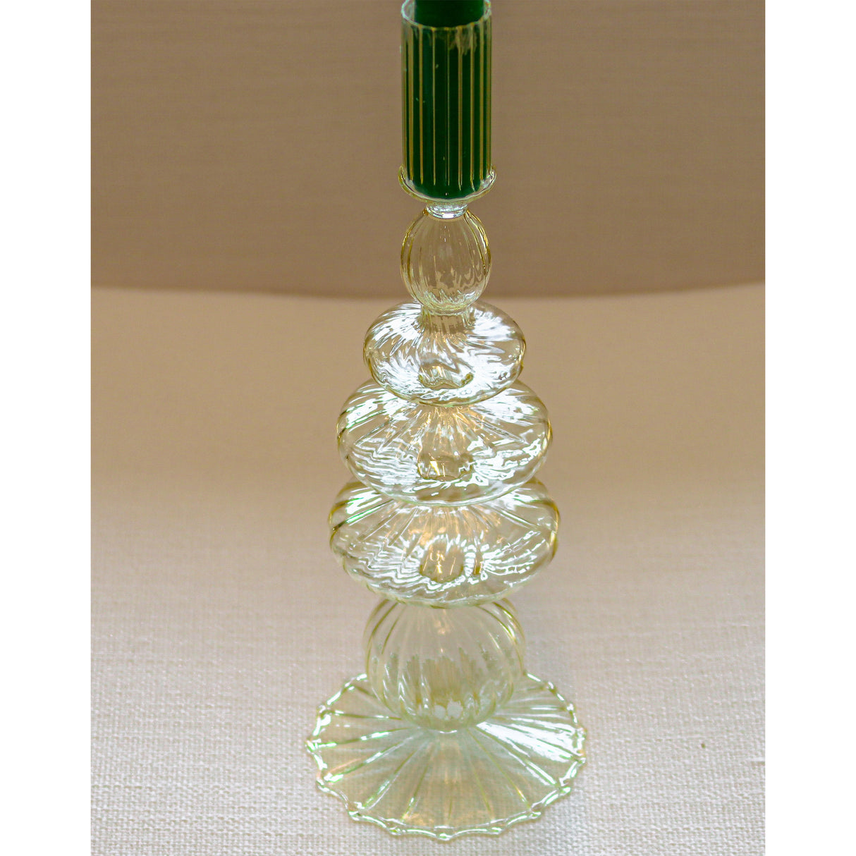 Buttercream Yellow Ribbed Candle Holder - Pair-Candle Holder-Parc Decor