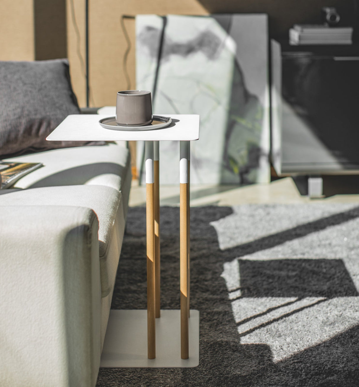 C Side Table (22" H) - Steel + Wood