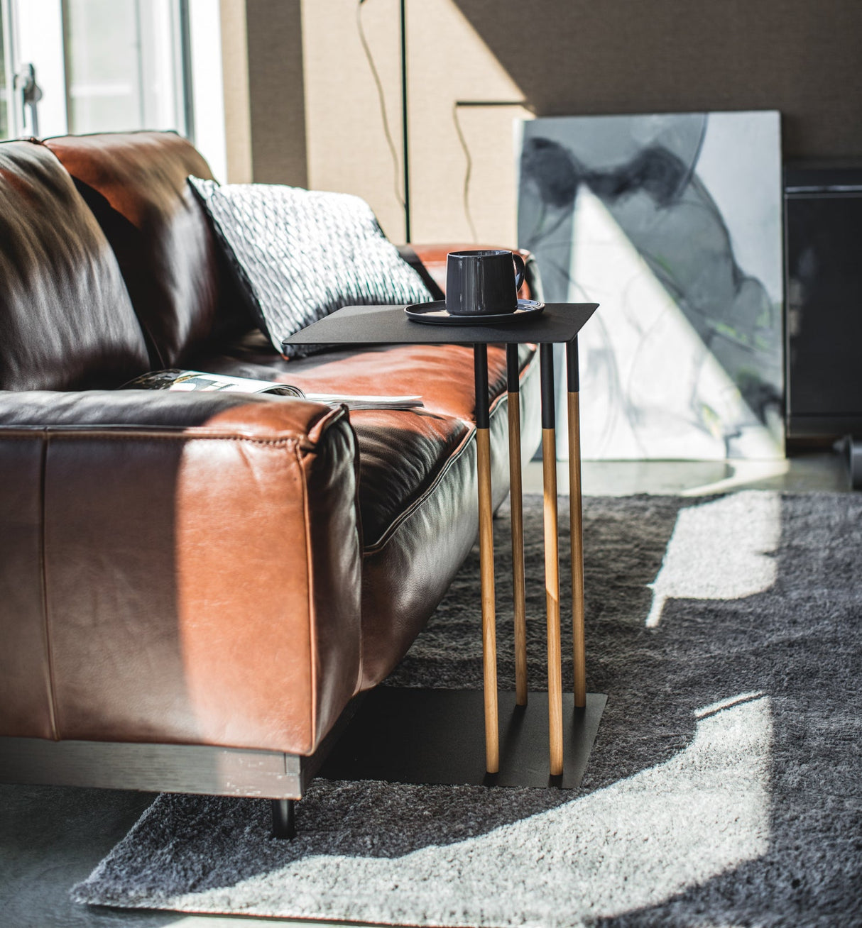 C Side Table (22" H) - Steel + Wood