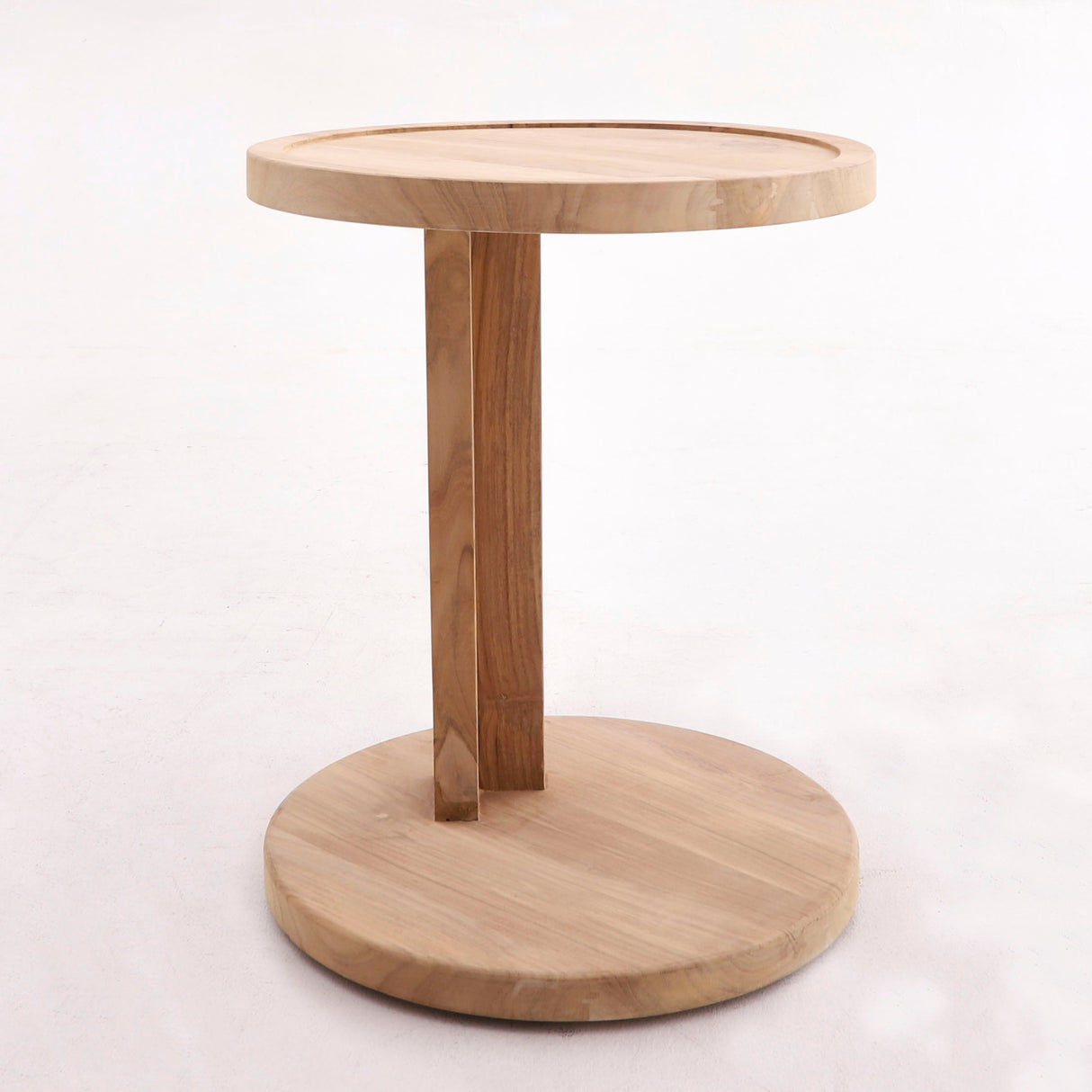 Cabo Natural Teak C Shaped Side Table-Parc Decor