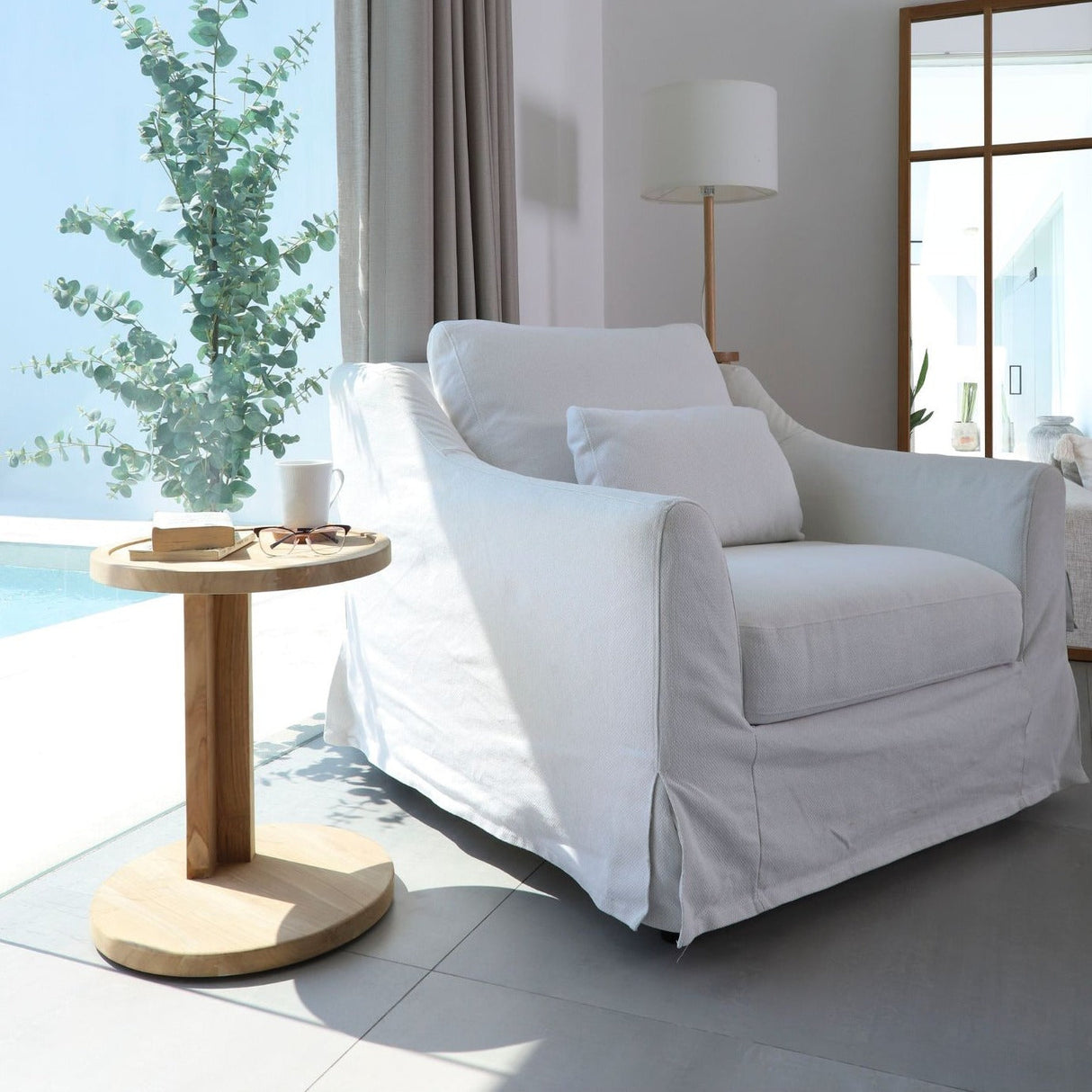 Cabo Natural Teak C Shaped Side Table-Parc Decor