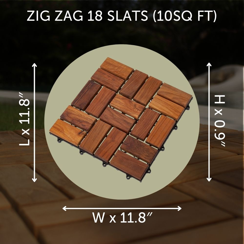 Calgary Oiled Teak Outdoor Interlocking Tiles-Floor Tile-Parc Decor