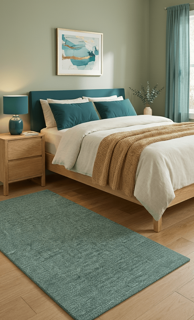 Cam Custom Made Modern Style Teal Hand Tufted Wool Rug