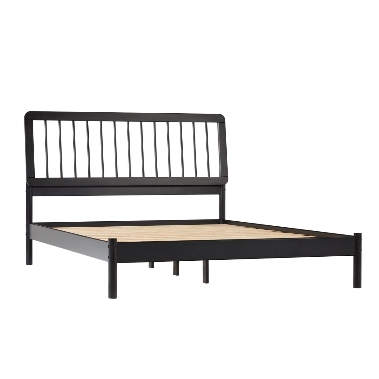 Cama Mid-Century Modern Solid Wood Spindle Bedframe-Bedroom-Parc Decor