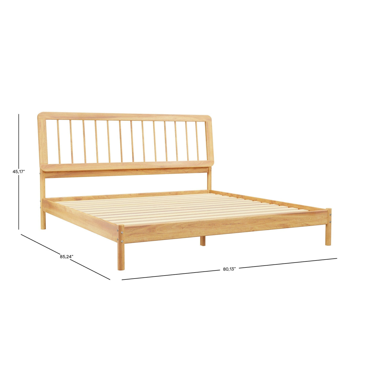 Cama Mid-Century Modern Solid Wood Spindle Bedframe-Bedroom-Parc Decor