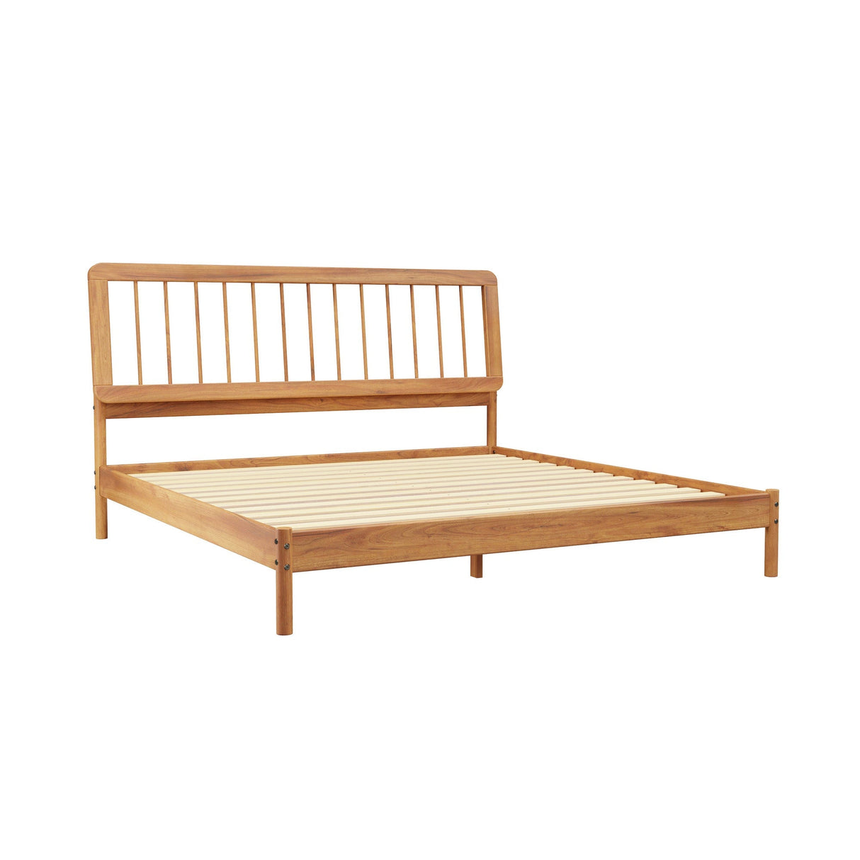 Cama Mid-Century Modern Solid Wood Spindle Bedframe-Bedroom-Parc Decor