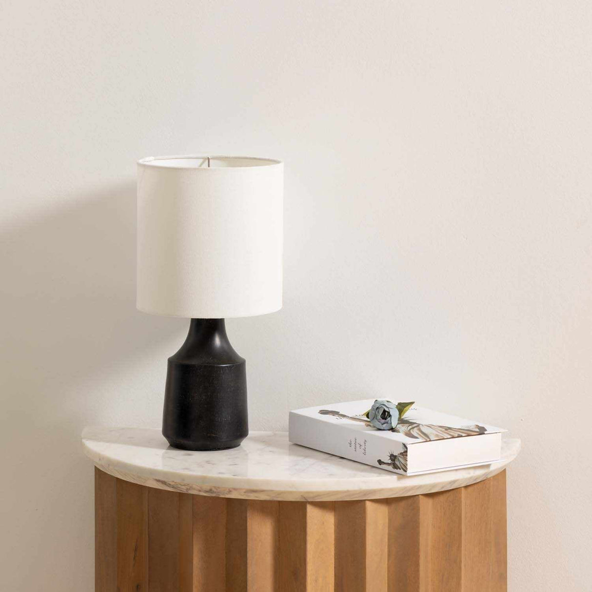Canayan Black and Natural Resin Table Lamp-Lighting-Parc Decor