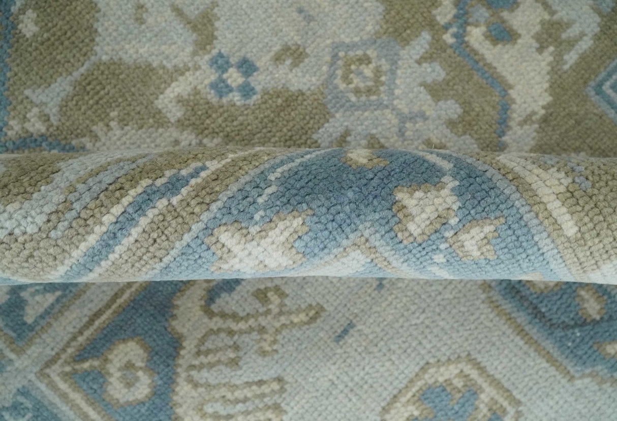 Cappadocia Rug 8x10 Hand Knotted Turkish Blue, Beige and Ivory Traditional Antique Persian Low Pile Area Rug | AC31810