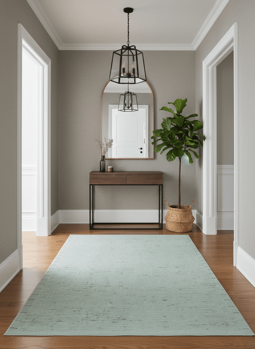 Carved Texture Modern Geometrical Design Custom Made Ivory and Light Blue Wool Area Rug