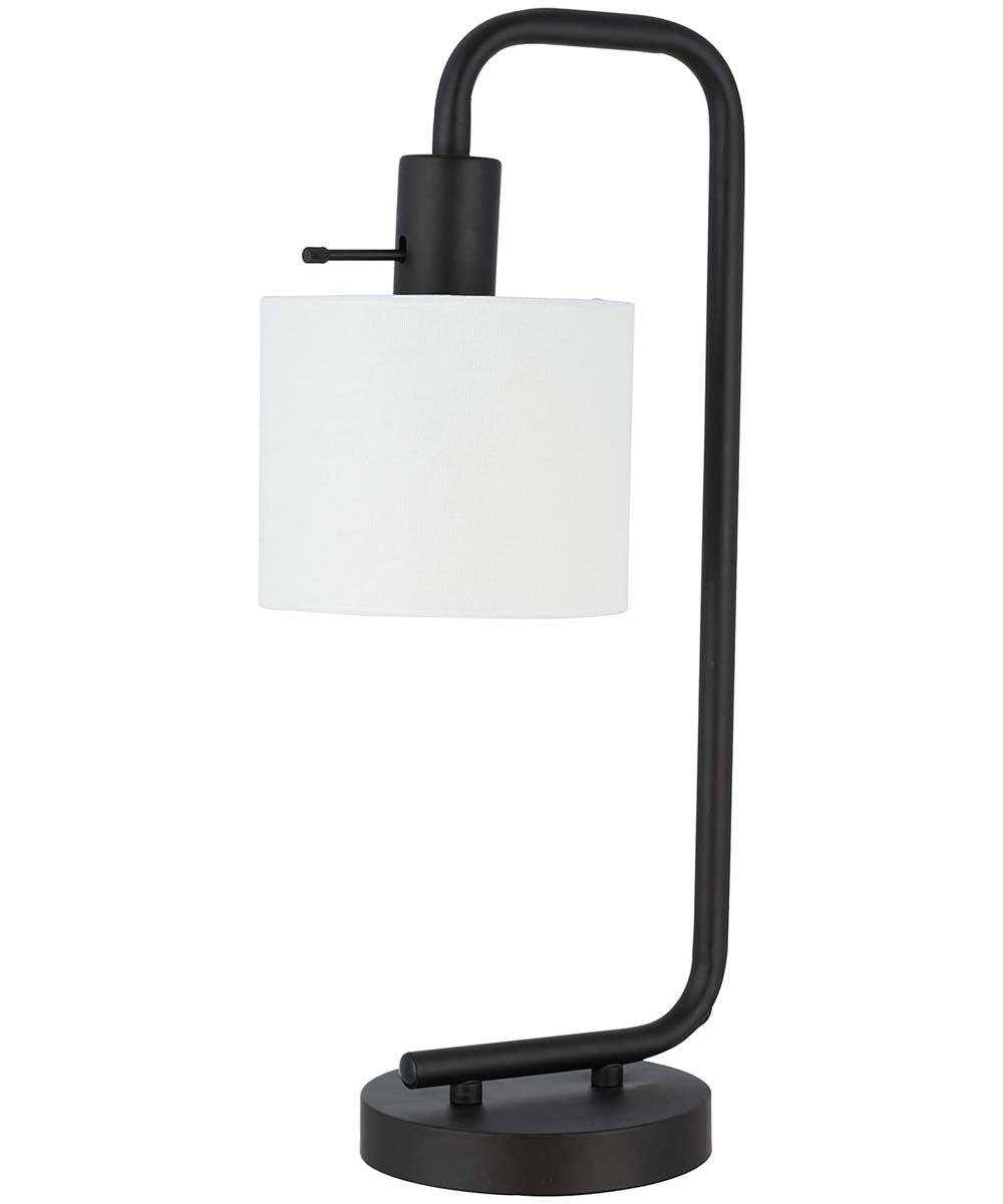 Catalina 19"H 1-Light Down Bridge Oil Rubbed Bronze Finish Table Lamp with White Linen Drum Shade-Table Lamp-Parc Decor