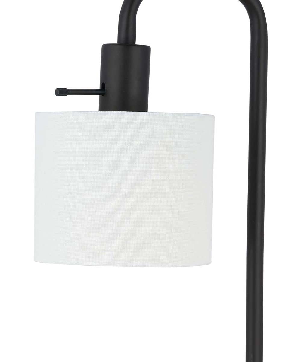 Catalina 19"H 1-Light Down Bridge Oil Rubbed Bronze Finish Table Lamp with White Linen Drum Shade-Table Lamp-Parc Decor