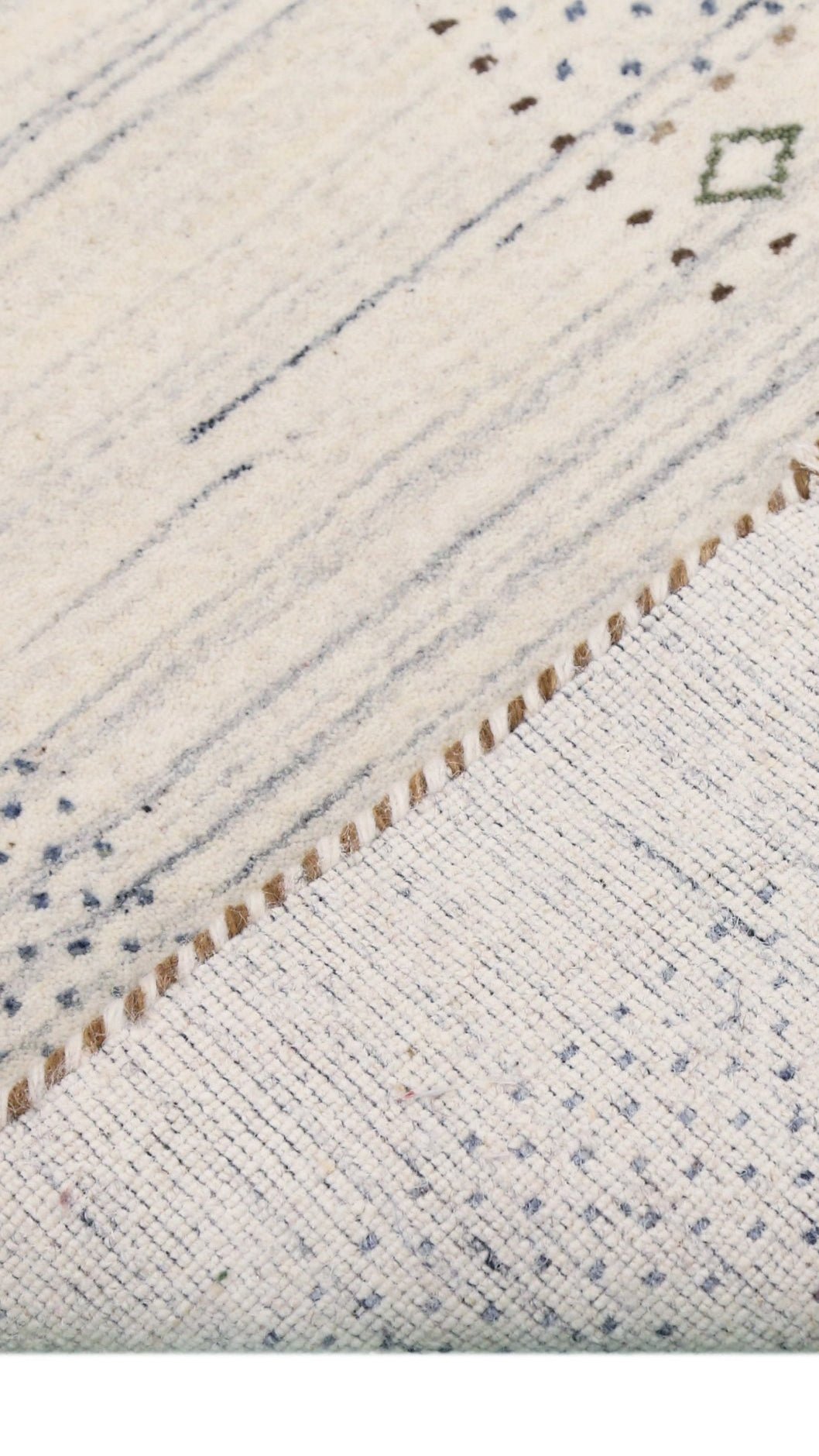 Center Pattern Natural Hand Loomed Wool Area Rug