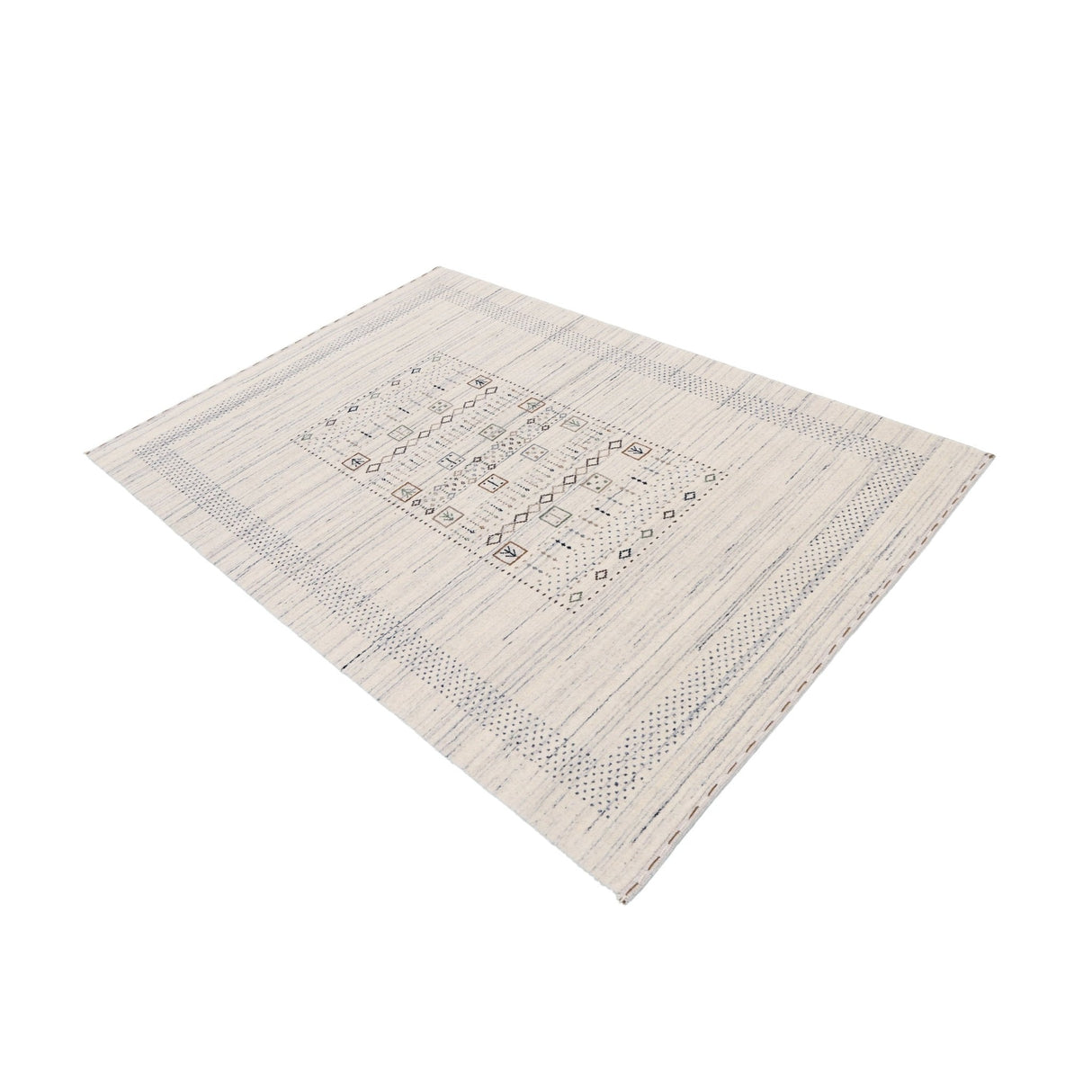 Center Pattern Natural Hand Loomed Wool Area Rug