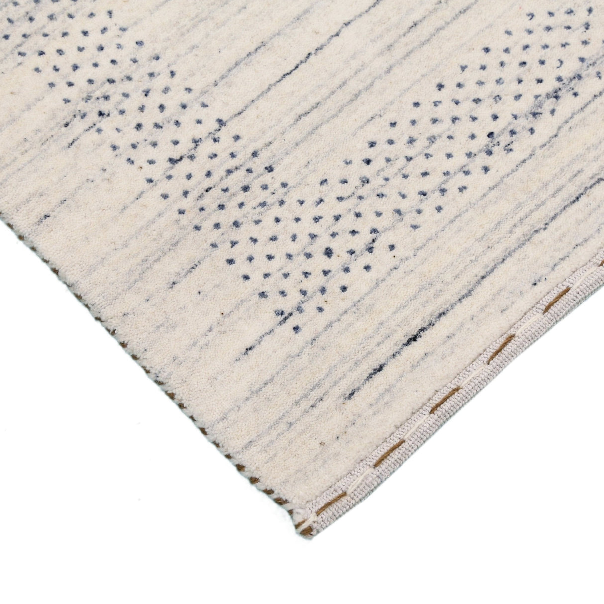Center Pattern Natural Hand Loomed Wool Area Rug