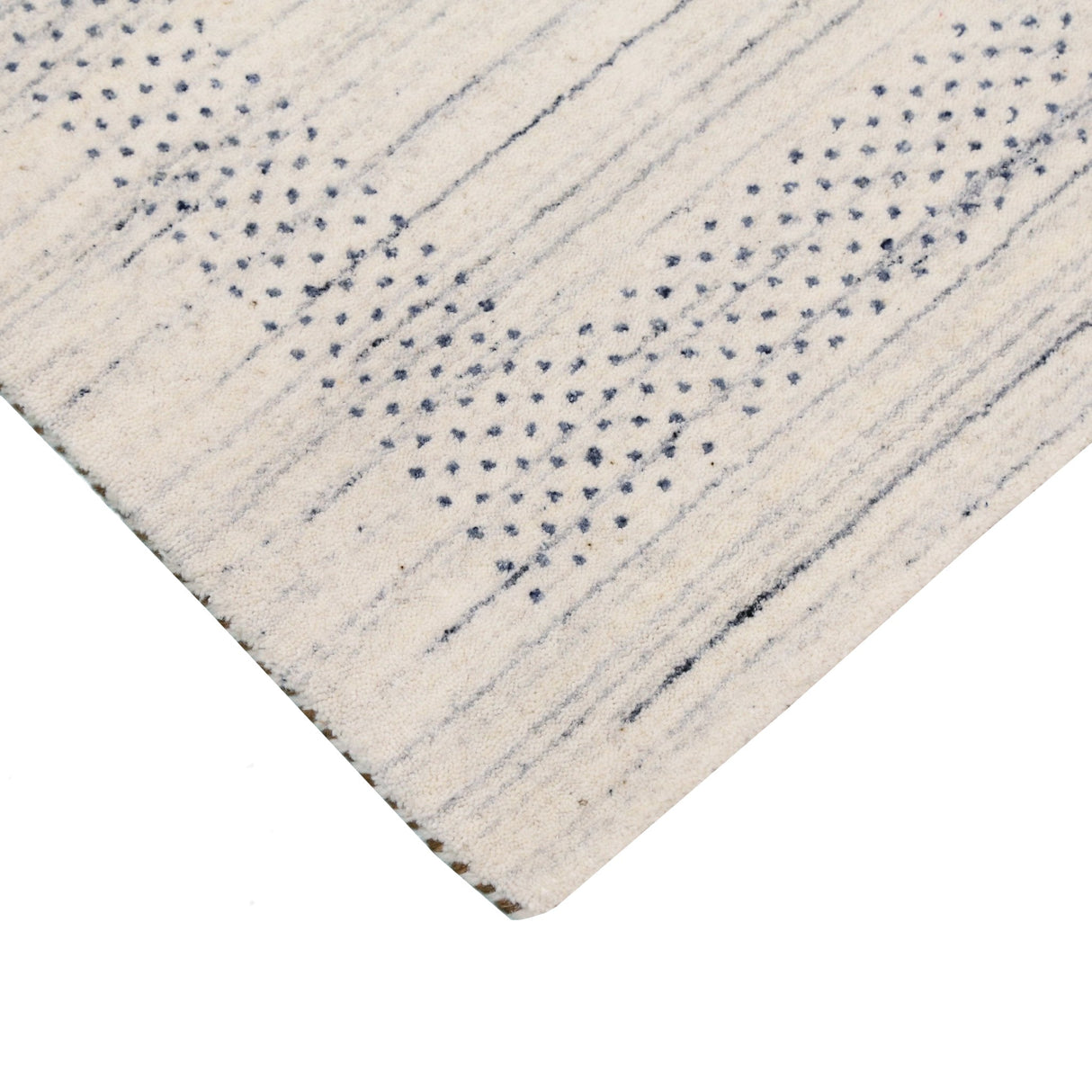 Center Pattern Natural Hand Loomed Wool Area Rug