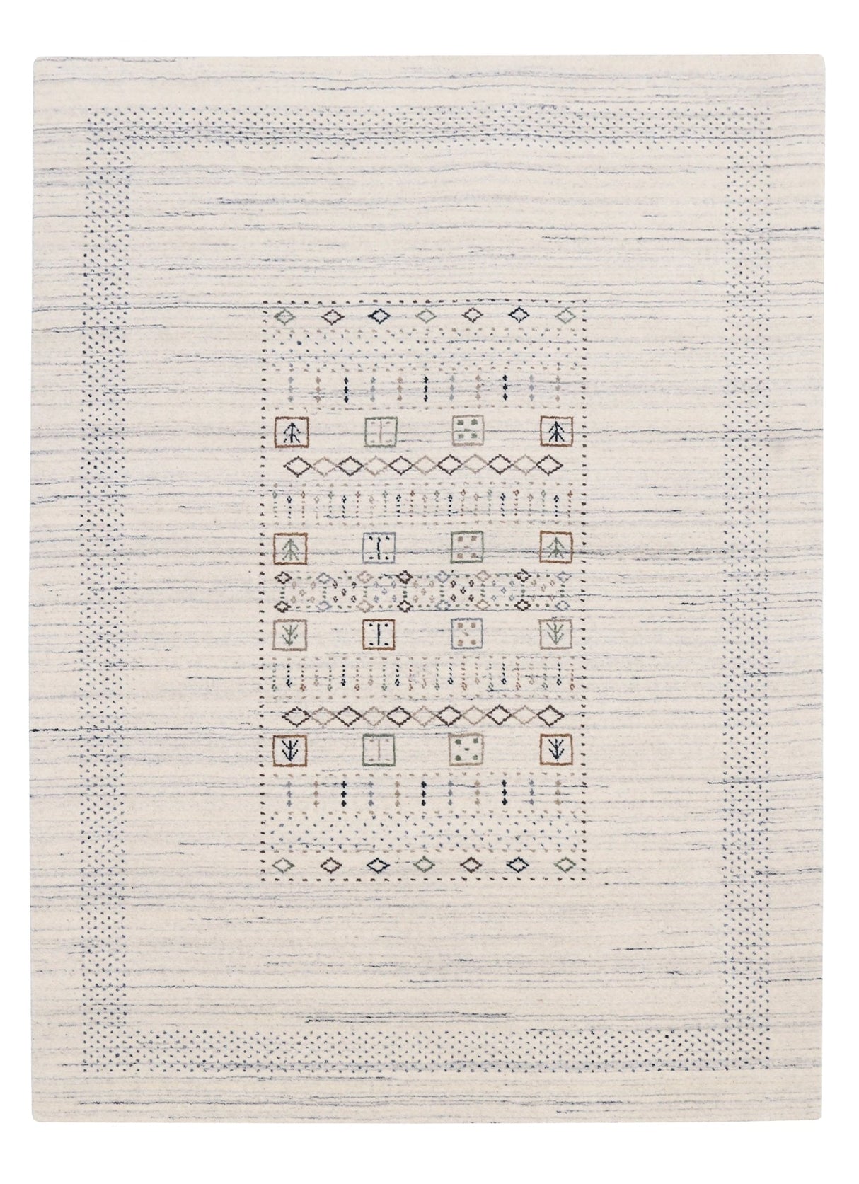 Center Pattern Natural Hand Loomed Wool Area Rug