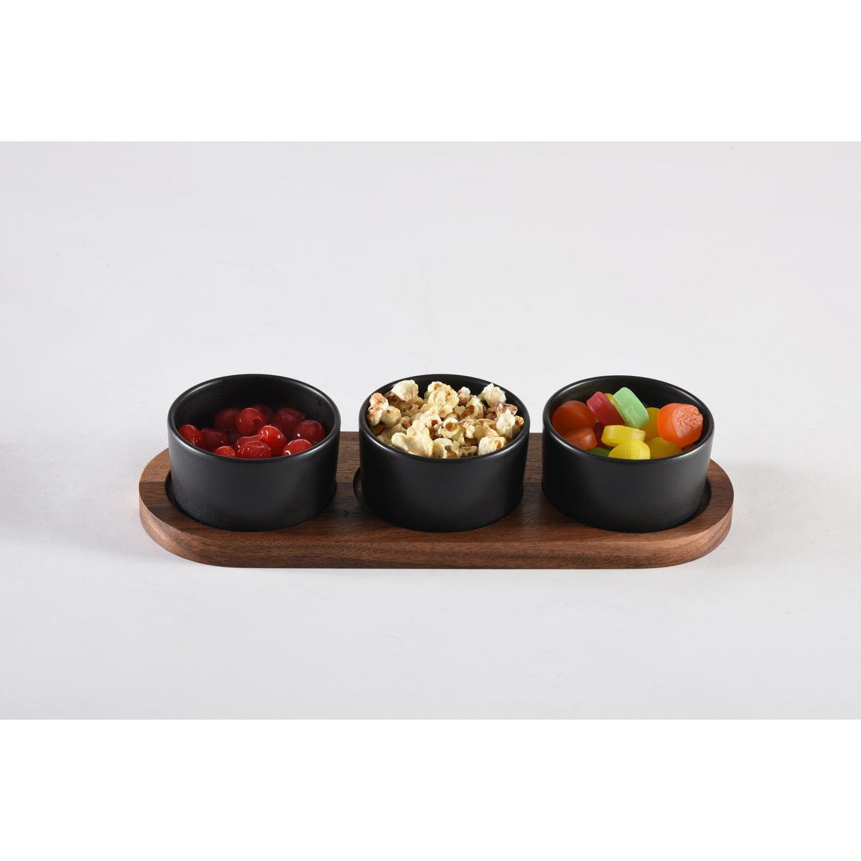 Ceramic Condiment Set on Acacia Wood Base