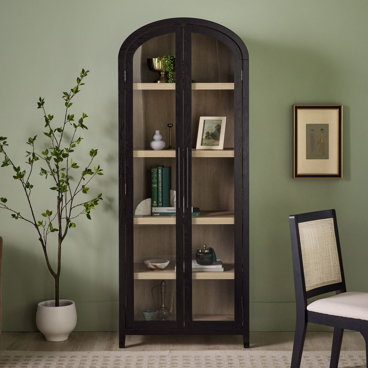 Chantelle Modern Arched Bookshelf with Glass Doors-Home Office-Parc Decor