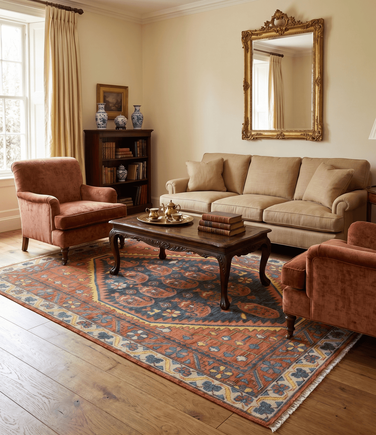 Charcoal And Rust Traditional Design Heriz Hand Knotted wool Area Rug