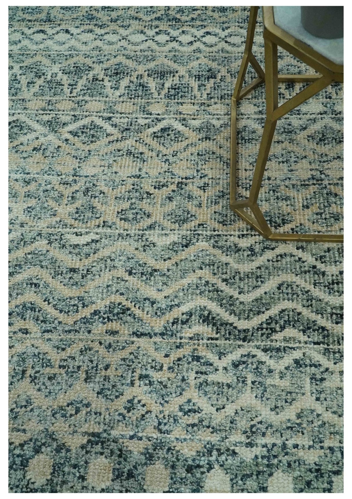 Charcoal, Gray and Beige 5x7 Hand Knotted Southwestern Tribal Trellis wool Rug
