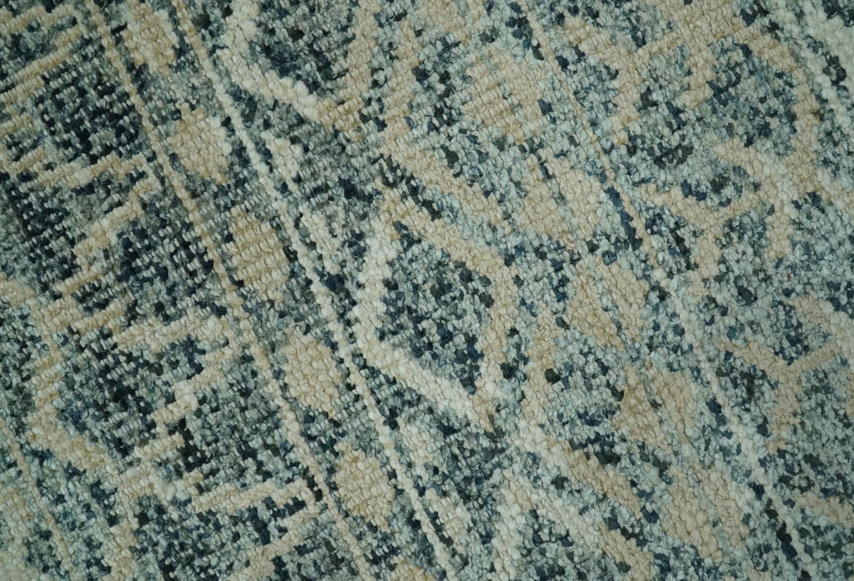 Charcoal, Gray and Beige 5x7 Hand Knotted Southwestern Tribal Trellis wool Rug