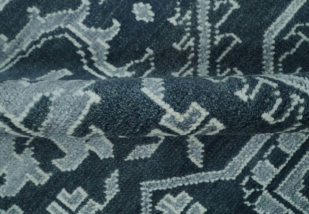 Charcoal, Gray and Silver 9x12 Hand Knotted Traditional Persian Oushak Wool Rug, Accent Rug | TRDCP1083912-Area Rug-Parc Decor