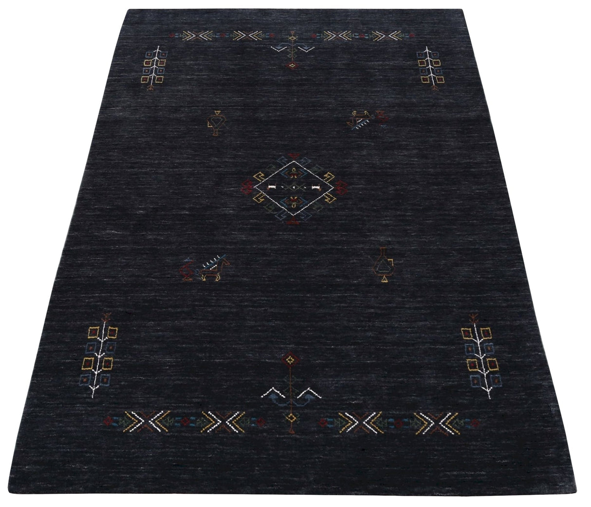 Charcoal Tribal Center Medallion Hand Loomed Wool Area Rug