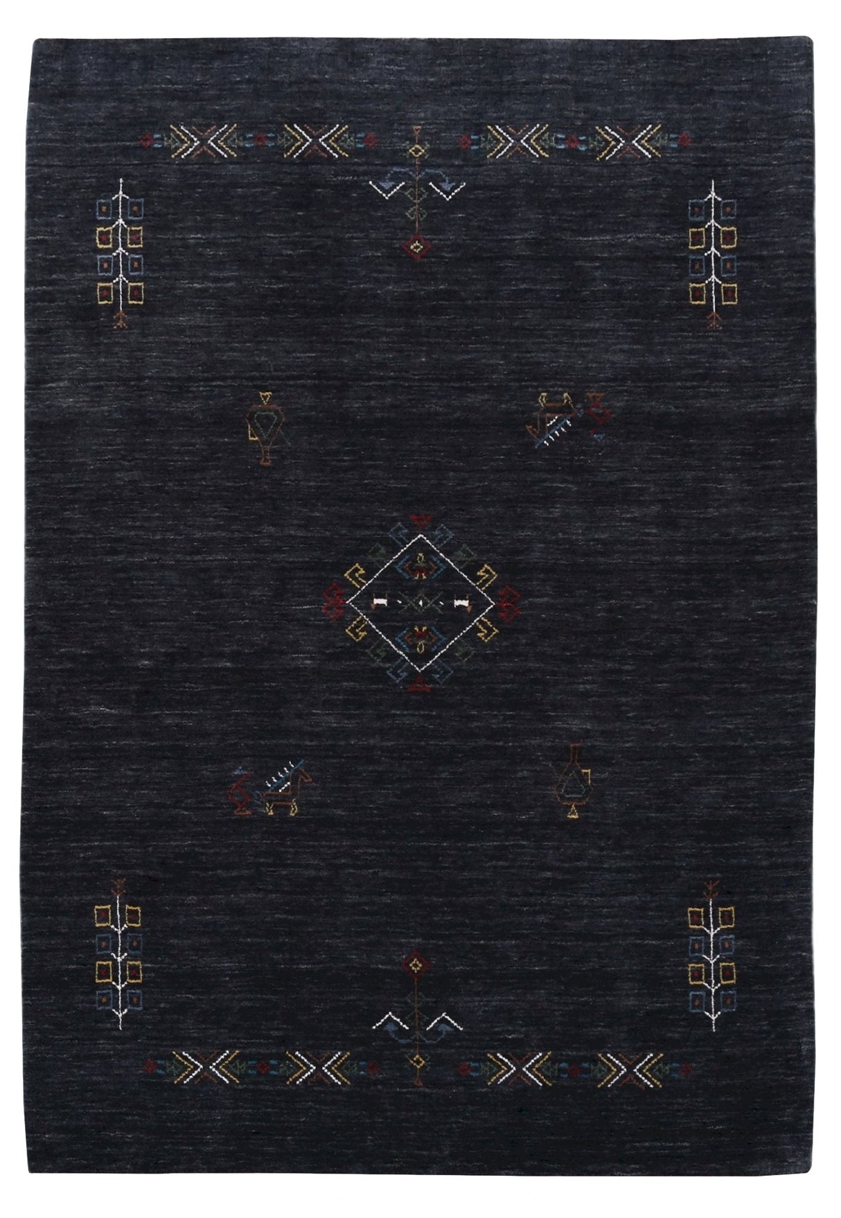 Charcoal Tribal Center Medallion Hand Loomed Wool Area Rug