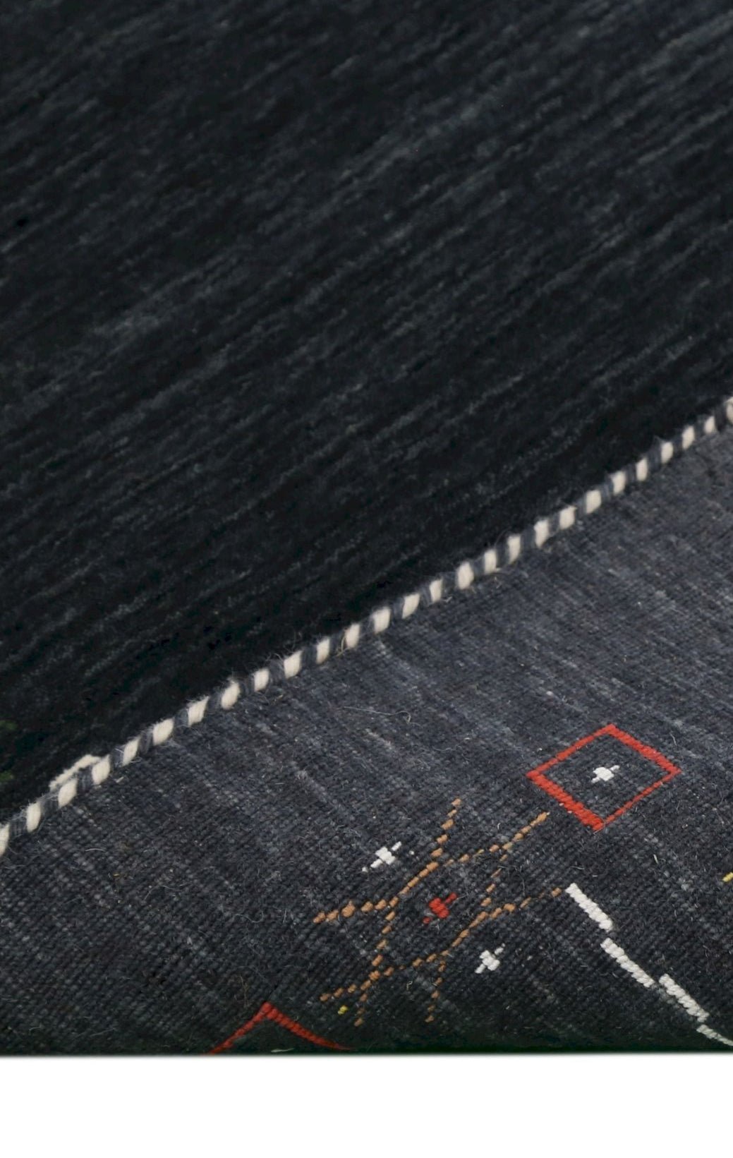 Charcoal Tribal Design Border Hand Loomed Wool Area Rug