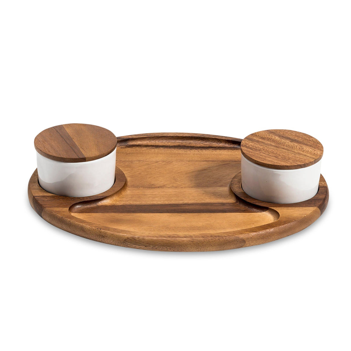 Charcuterie/ Serving Tray w/ 2 ceramic bowls w/ lids-Serving Tray-Parc Decor