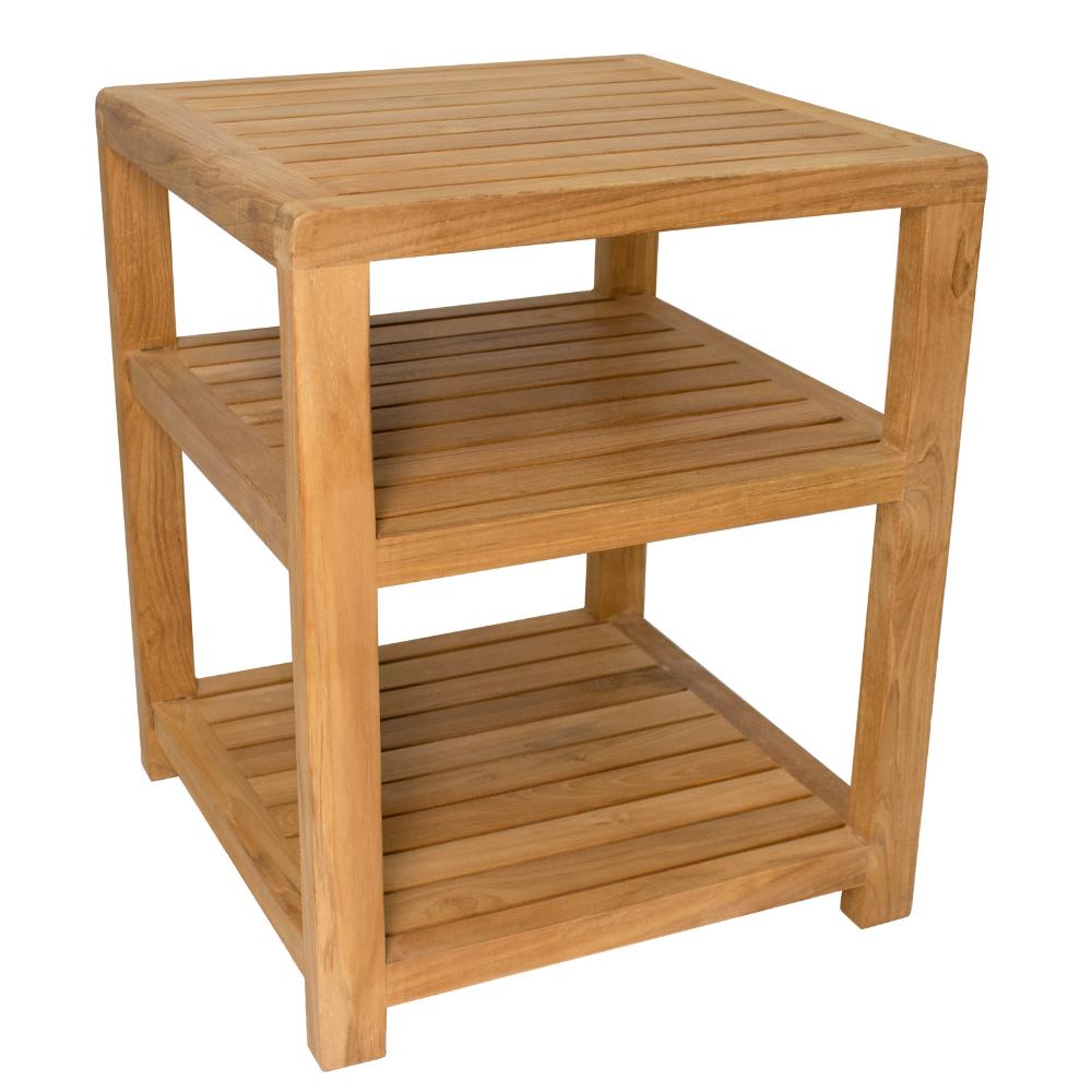 Charleston Natural Teak Spa/Bathroom Under Sink Storage Bench-Parc Decor