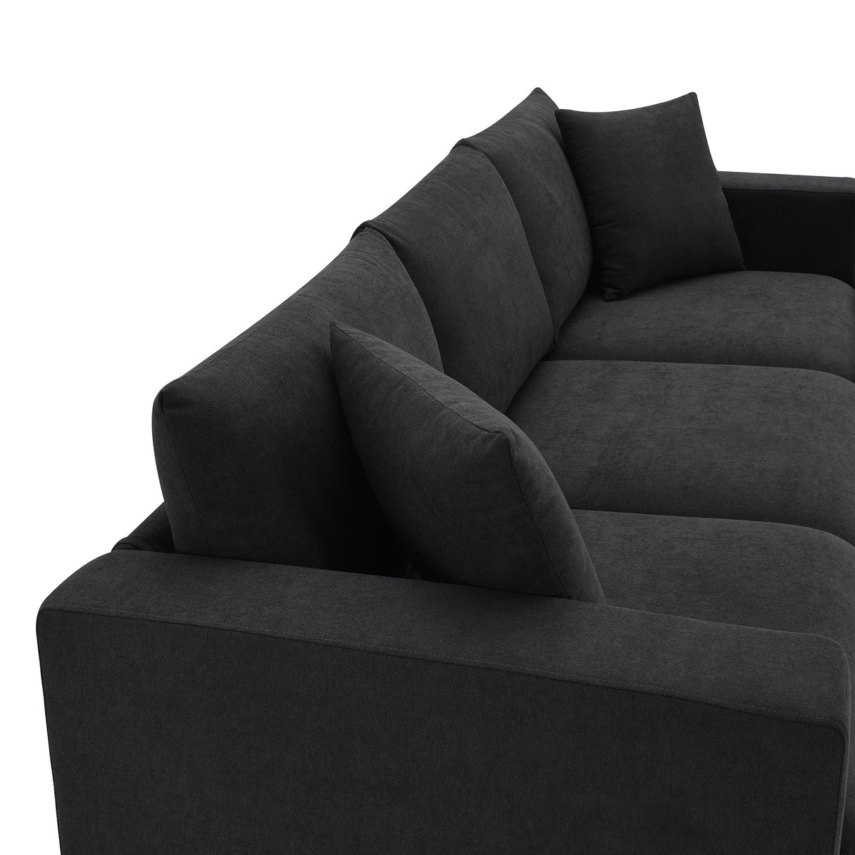 Chenille Black Modern L-shape Sectional Sofa Ottoman-sofa-Parc Decor