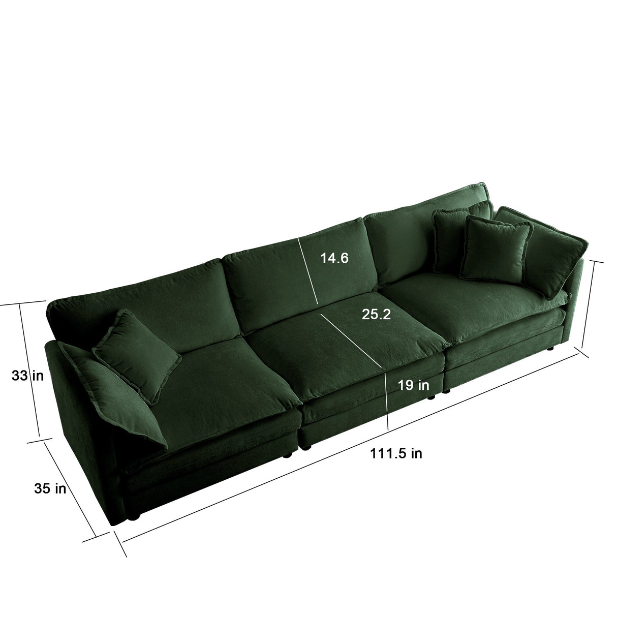 Chenille Modular Cloud Couch with L-Shaped Sectional and Ottoman-sofa-Parc Decor