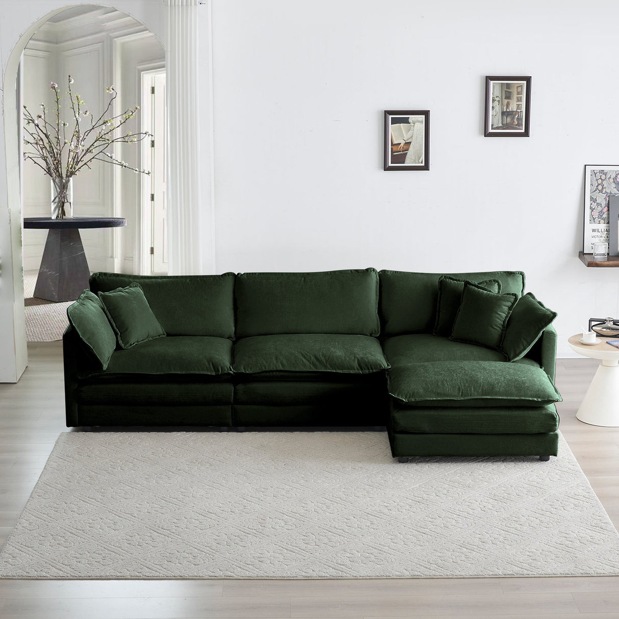 Chenille Modular Cloud Couch with L-Shaped Sectional and Ottoman-sofa-Parc Decor